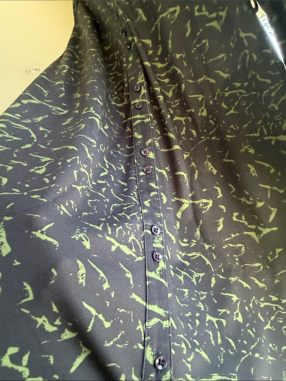 Margaret O'Leary Black Long Sleeve Shirt Dress with Green Abstract Accents - Picture 6 of 6